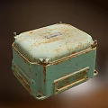 Old Rusted Green Industrial Control Box With Metal Casing And Mounting Brackets
