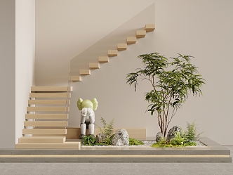 Modern stair landscape sketch 3d model