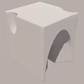 White Minimalist Square Stool Featuring Curved Cutout And Modern Design Details