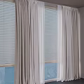 Light Colored Curtains With Sheer Layers For Floor To Ceiling Windows And City View 3d model