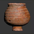 Hand Carved Orange Red Ceramic Sculpture Vase With Textured Surface And Base
