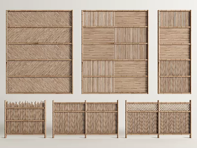 Various Decorative Wooden Fence Styles With Different Patterns For Garden And Outdoor Decor 3d model