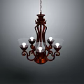 Ornate Vintage Chandelier With Metal Frame Five Lights And Glass Shades