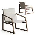 Modern Minimalist Leisure Chair With Wooden Frame And Light Fabric Seat Backrest