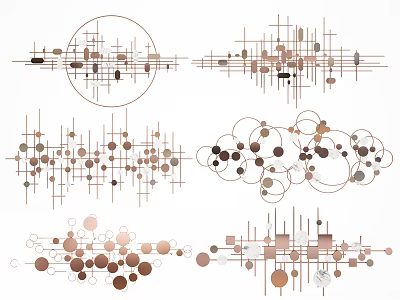 Modern Abstract Wall Decor With Geometric Lines Dots And Circular Shapes 3d model