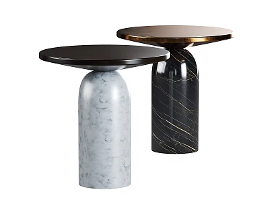 Two Stylish Coffee Tables With Marble Base And Round Top Design Details 3d model Two Stylish Coffee Tables With Marble Base And Round Top Design Details 3d model