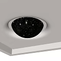 Stylish Ceiling Design Featuring Black Circular Panel With Star Patterns And Elegant Decorative Lighting 3d model