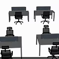 Modern Office Workstations With Multiple White Desks Ergonomic Chairs And Partition Panels 3d model
