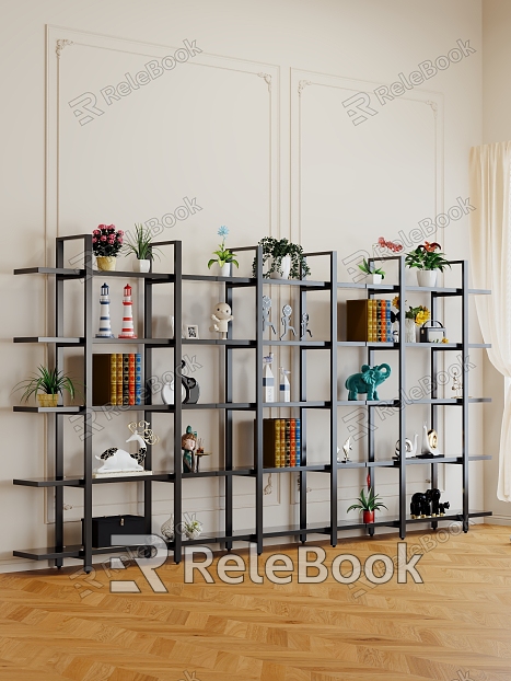 Nordic Bookshelf Storage Rack Floor Display Rack Simple Office Kitchen Storage Rack Living Room Snack Rack model