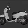 Silver Sleek Modern Motor Scooter With Black Seat And Rearview Mirrors