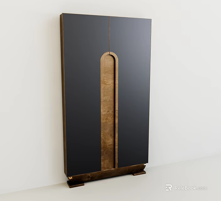 Modern Background Wall With Black And Gold Vertical Decorative Panel Design 3d model 