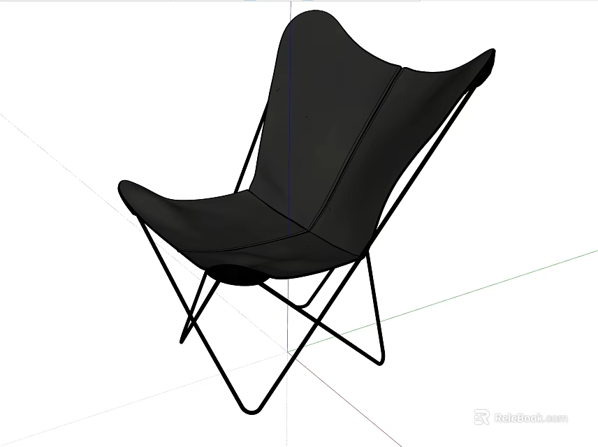 Black Outdoor Chair With Modern Design And Metal Frame Fabric Seat 3d model 