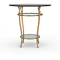 Elegant Round Side Table With Gold Metal Frame And Glass Top