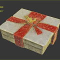 Elegant Gray Gift Box With Red Polka Dot Ribbon And Gold Decorative Flower