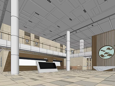 New Chinese Hall Hospital Hall 3d model