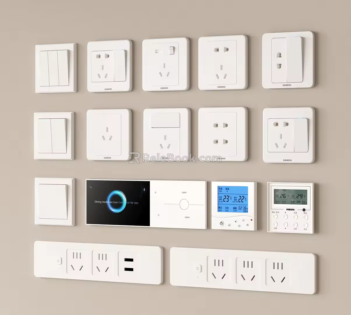 Modern switch socket combination rail socket intelligent switch panel conjoined socket 3d model