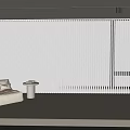 Modern Minimalist Living Space With White Vertical Blinds Cozy Sofa Side Table And Floor Lamp
