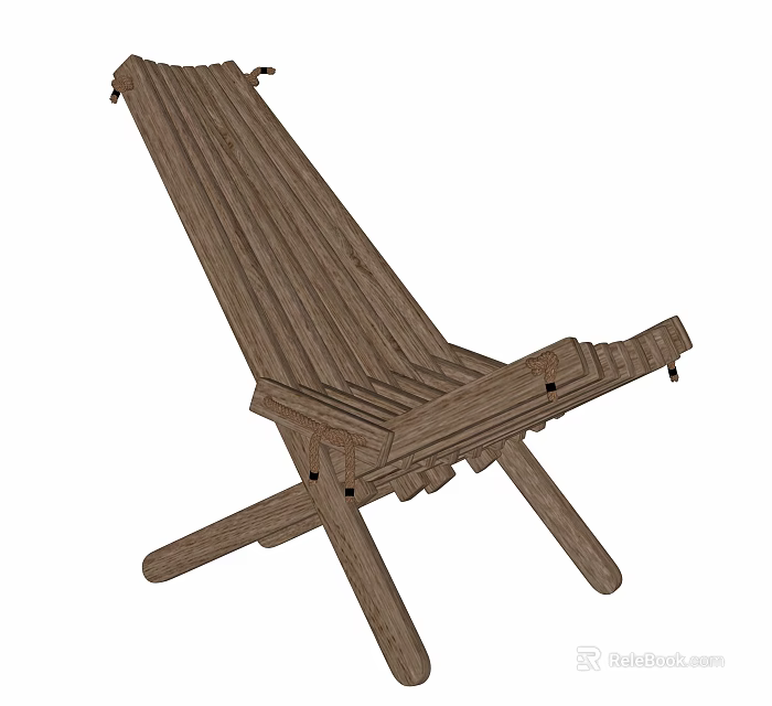 Durable Wooden Lounge Chair With Slatted Design And Sturdy Support Legs 3d model 