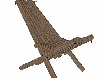 Durable Wooden Lounge Chair With Slatted Design And Sturdy Support Legs 3d model