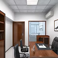 Modern Office Interior With Wooden Door Glass Partition Conference Table And Black Chairs
