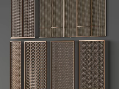 Elegant Modern Metal Room Divider With Geometric Laser Cut Patterns For Home Interior 3d model