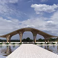Style art building and gazebo 3d model
