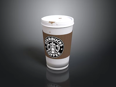 Starbucks Daily Use Coffee Cup With White Lid And Brown Sleeve 3d model