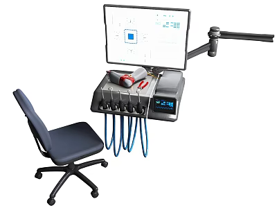 Dental Medical Equipment Integrated Treatment Unit With Monitor Tools Tubing And Dental Chair 3d model