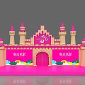 Pink Castle Stage Design With Towers And Cartoon Elements For Children Activity 3d model