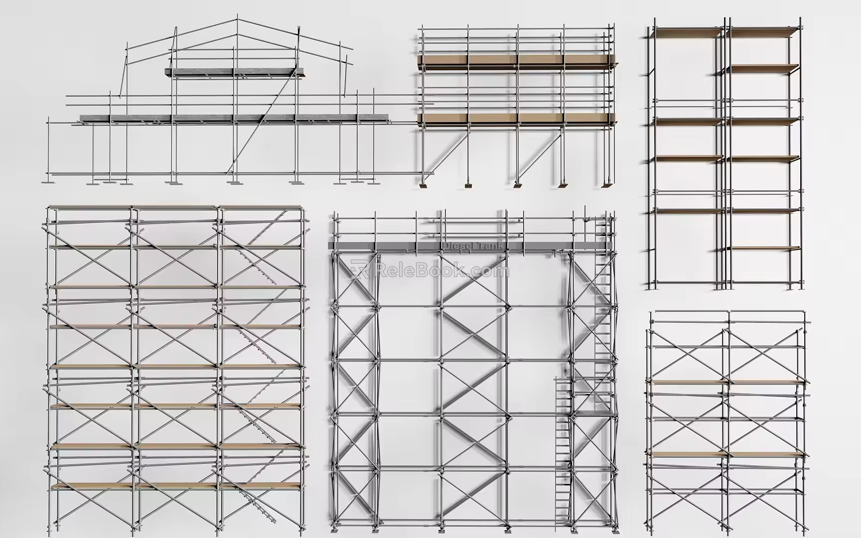 Modern steel pipe scaffolding construction scaffolding mobile scaffolding climbing ladder 3d model