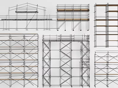 Durable Metal Scaffolding Hardware Tools with Various Frame Structures for Construction Projects 3d model