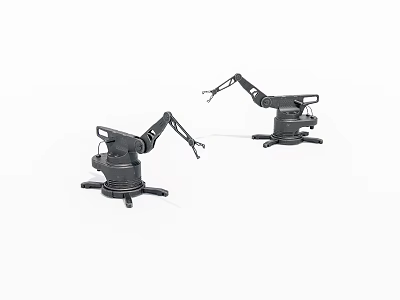 Two Black Industrial Robotic Arms With Stable Bases And Articulated Joints For Operations 3d model