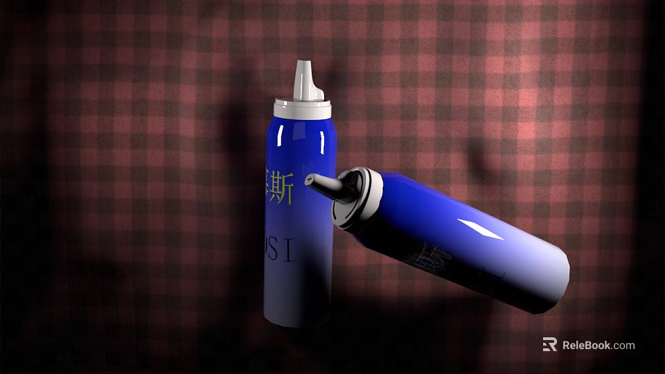 Two Blue Bathroom Spray Bottles With Nozzles For Cleaning Solutions And Daily Use 3d model 