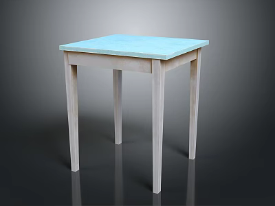 Simple Light Blue Table With Light Wood Legs And Smooth Surface 3d model