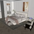 Modern Double Bed With Pillows Brown Blanket Bedside Tables And Green Plant
