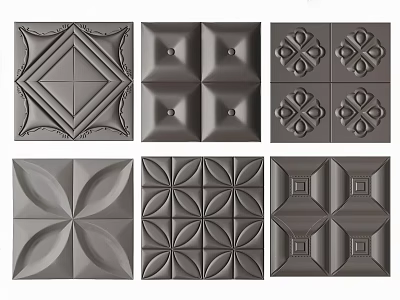 Soft Upholstered Wall Panels with Various Intricate Patterns for Interior Decoration 3d model