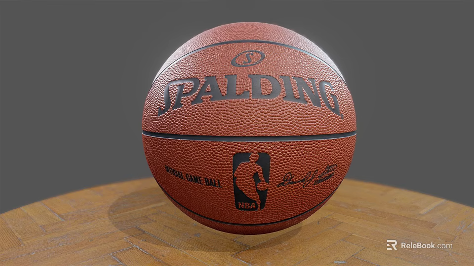 Spalding Orange NBA Official Game Basketball On Wooden Surface Sports Equipment 3d model 