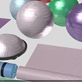 Colorful Exercise Balls And Yoga Mats For Home Gym Fitness Equipment Collection