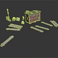 Industrial Scene Components With Metal Strips Brick Structure And Toolbox Parts