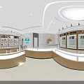 Modern Specialty Store Interior Design With Display Shelves Counter And Lighting 3d model