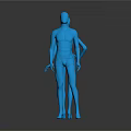 Two Blue Human Models Standing Pose Displaying Limbs And Body Structure 3d model