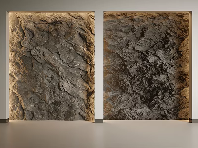Natural Rock Texture Background Wall With Warm And Cool Lighting Effects For Interior Decor 3d model
