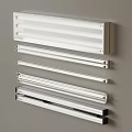 Modern Wall Mounted Home Accessories With Silver Metal Bars And White Rectangular Unit 3d model