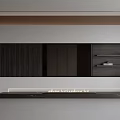 Modern TV Wall Design With Wooden Panel Black Slats Built In TV And Open Shelves