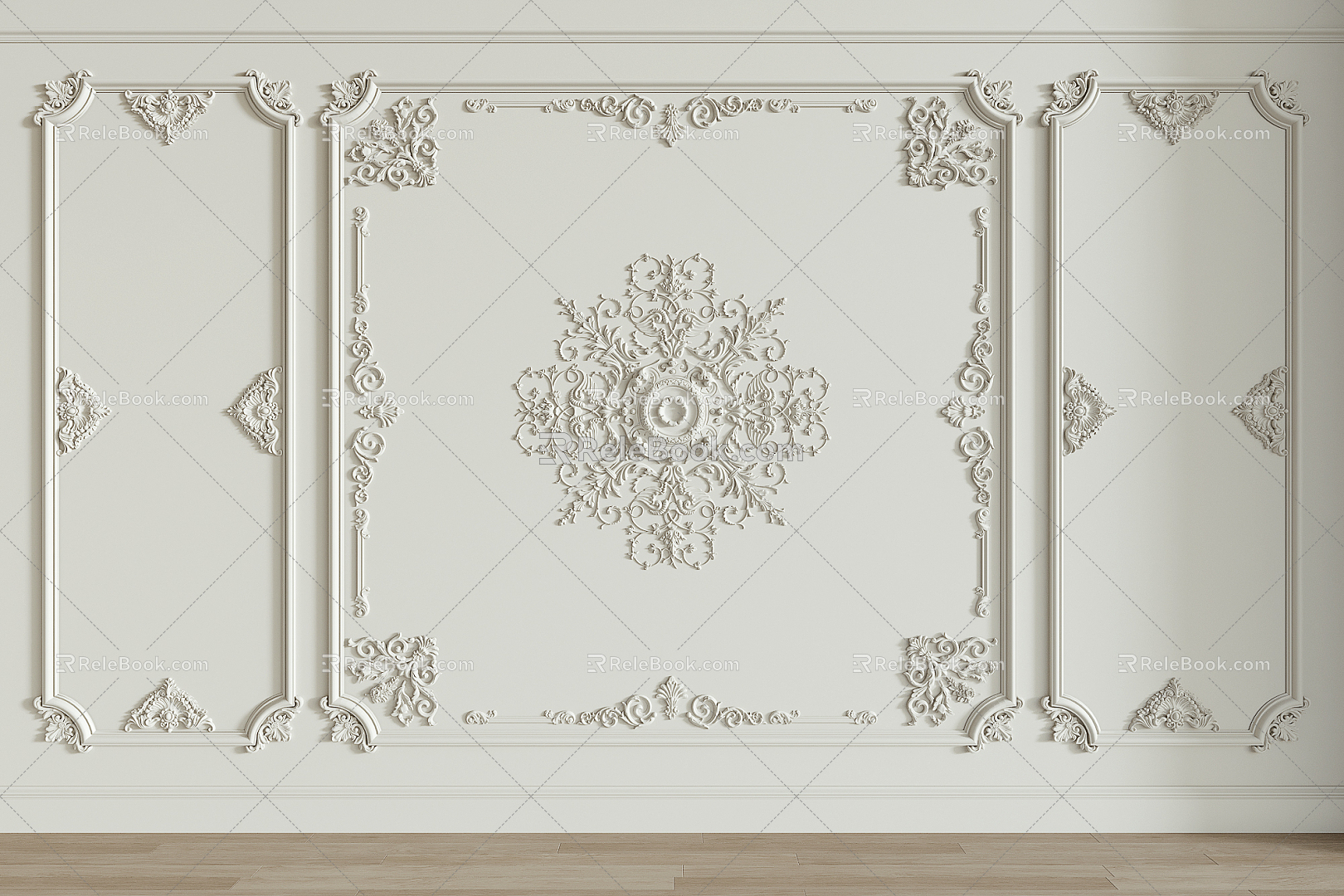 European-style carved lines 3d model