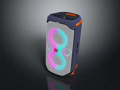 Portable Bluetooth Speaker With Colorful LED Ring Lights And Orange Accents Modern Design 3d model