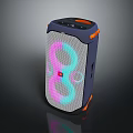 Portable Bluetooth Speaker With Colorful LED Ring Lights And Orange Accents Modern Design