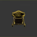 Ornate Golden Chair With Intricate Carvings And Detailed Artistic Design Elements