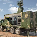 Military Green Camouflage Functional Vehicle With Open Cabin Internal Equipment And Radar Antenna
