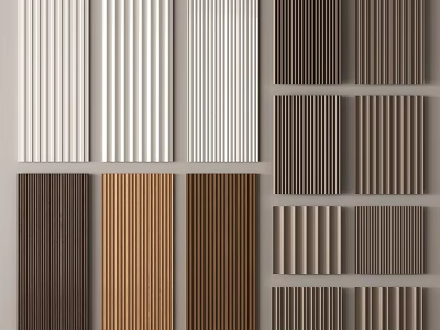 Various Color Vertical Striped Wall Panels With Different Textures For Interior 3d model